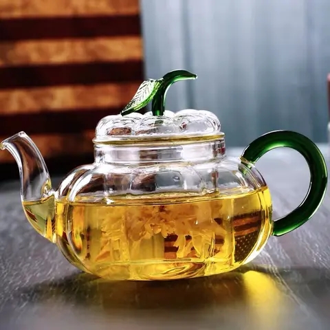 Halloween pumpkin shaped glass teapot