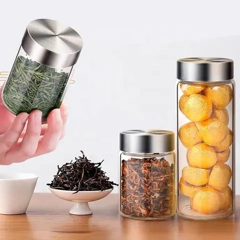 Airtight Storage Borosilicate Glass Jars Store Food Jars With Stainless Steel Lid