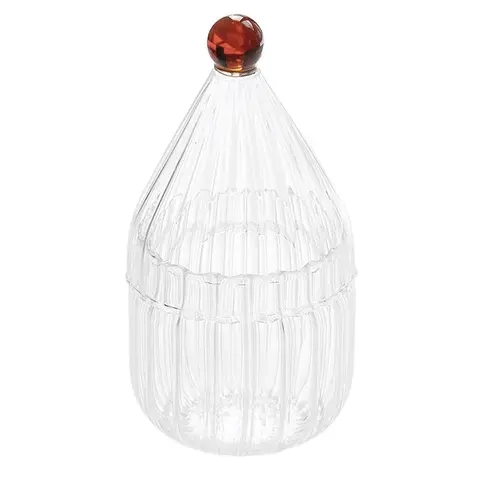 Custom Hand-blown Clear Borosilicate Glass Container Storage Glass Candy Jar With Colorful Top Hat