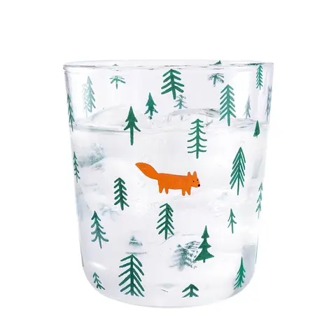 Heat-resistant glass Christmas promotional gift Glass cup with Christmas tree pattern