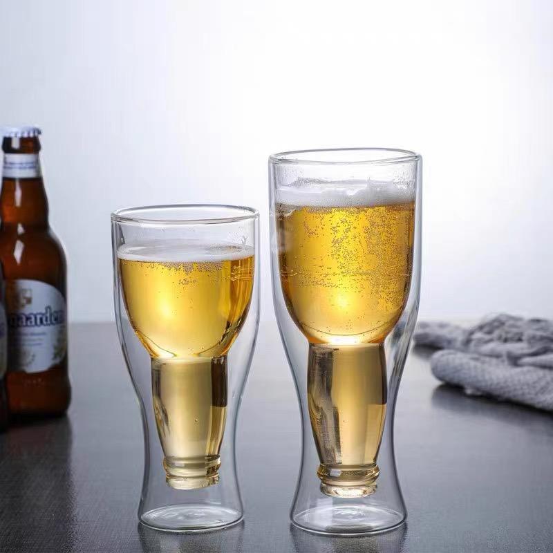 Upside down double wall beer glass