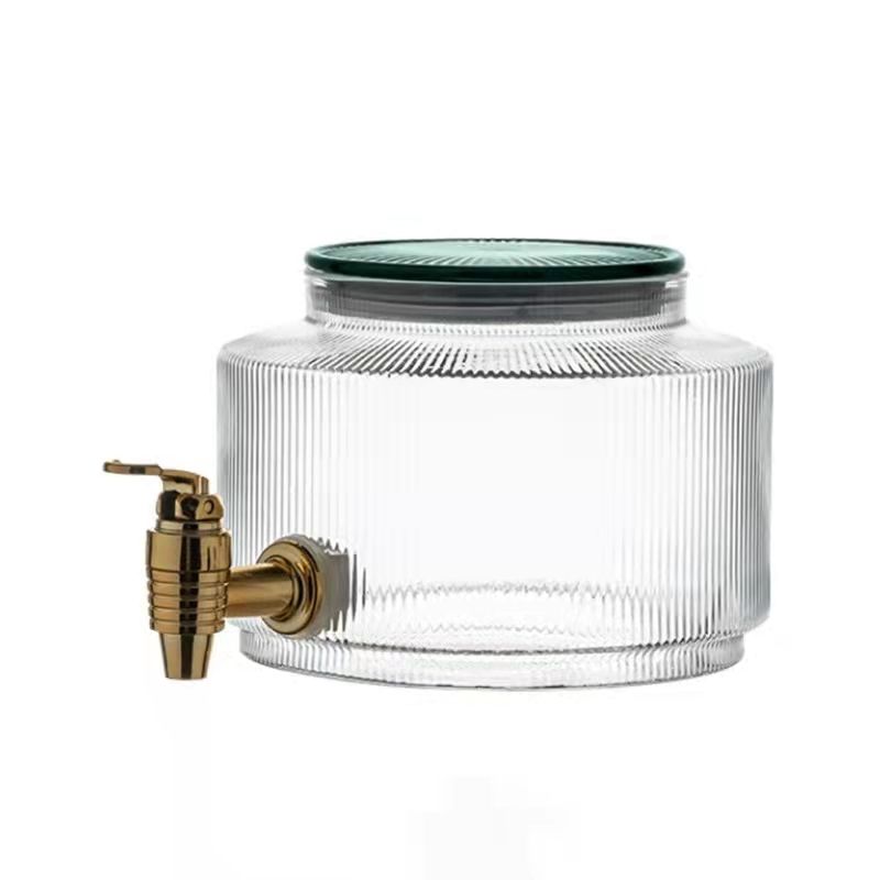 Good Quality Wholesale High Borosilicate Glass Cooling Water Glass Beverage Dispenser with Ceramic Lid