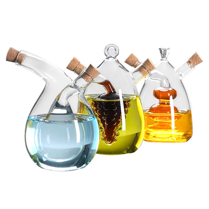 food grade handmade high borosilicate glass 2 In 1 olive oil vinegar cruet