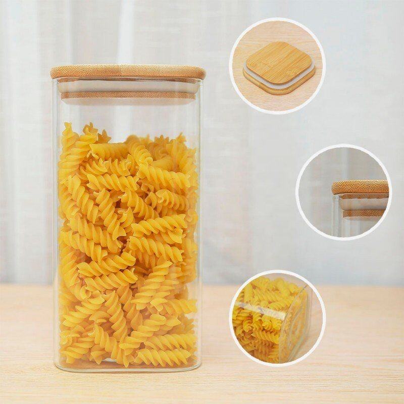 bamboo lid glass jar food storage