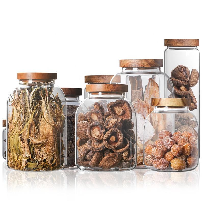 Wholesale Manufacturer Glass Storage Jar Airtight Tea Coffee Beans Canister Food Storage Container With Lid