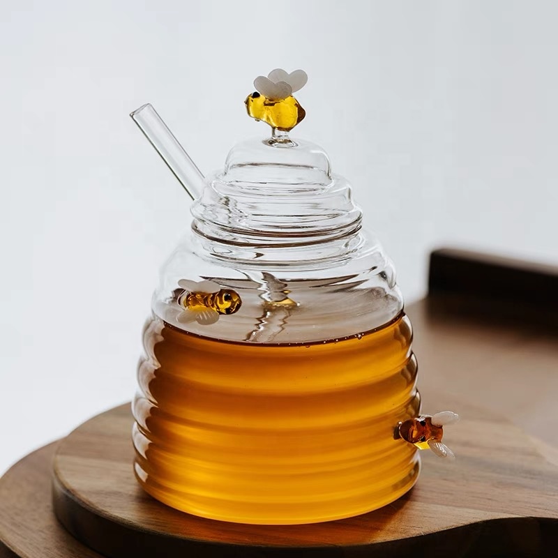 Wholesale 400ML High Borosilicate Glass Sweet Honey Jar with Wholesale 400ML High Borosilicate Glass Sweet Honey Jar with